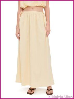 Women's Maxi Skirt Lightweight Drawstrings Covered Elastic Waistband